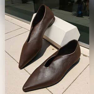 Women's Brown Faux Leather Flats US-12/EUR-43